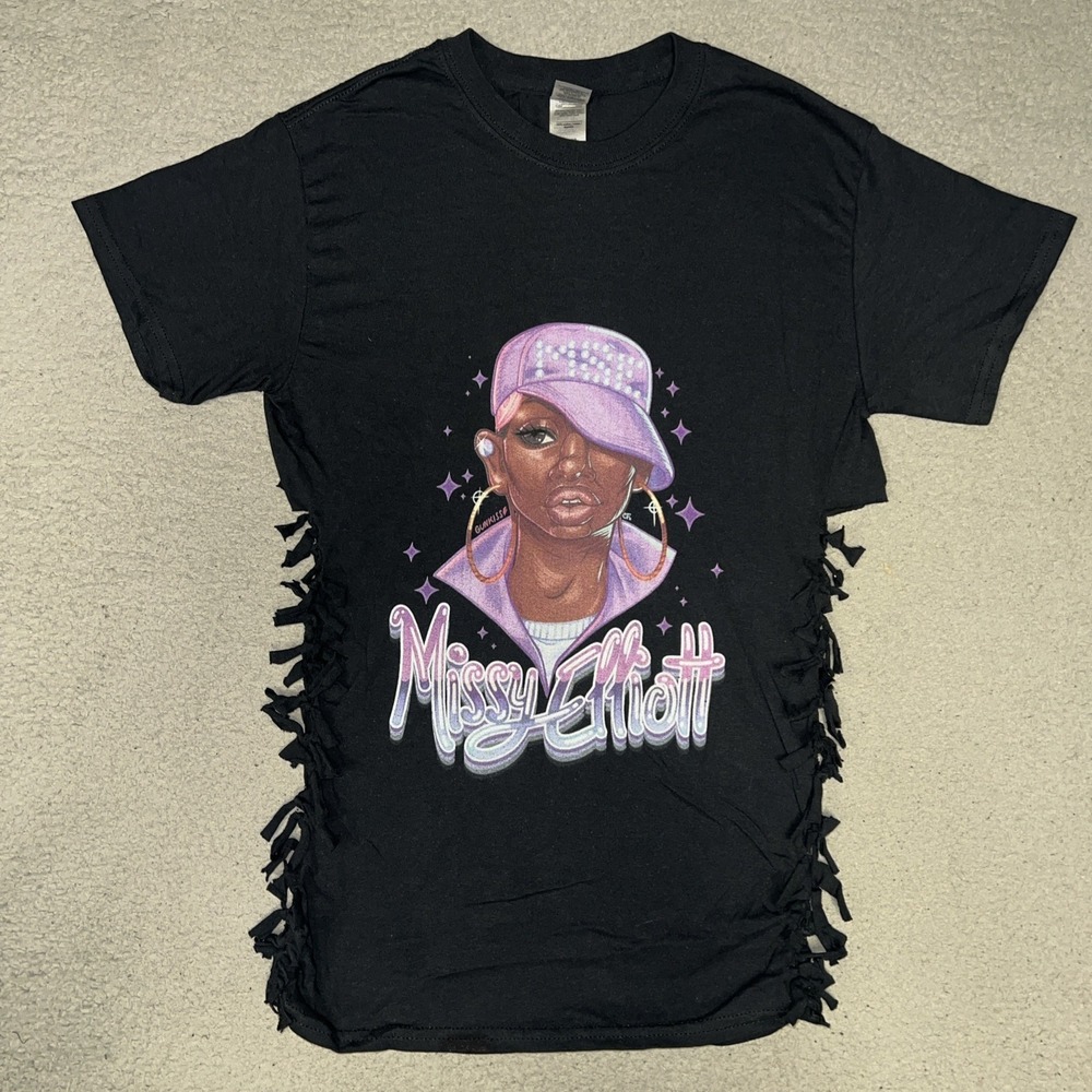 Missy Elliott T Shirt Women's Sz S Black Side Knot Seam Hip Hop Rapper Top Tee